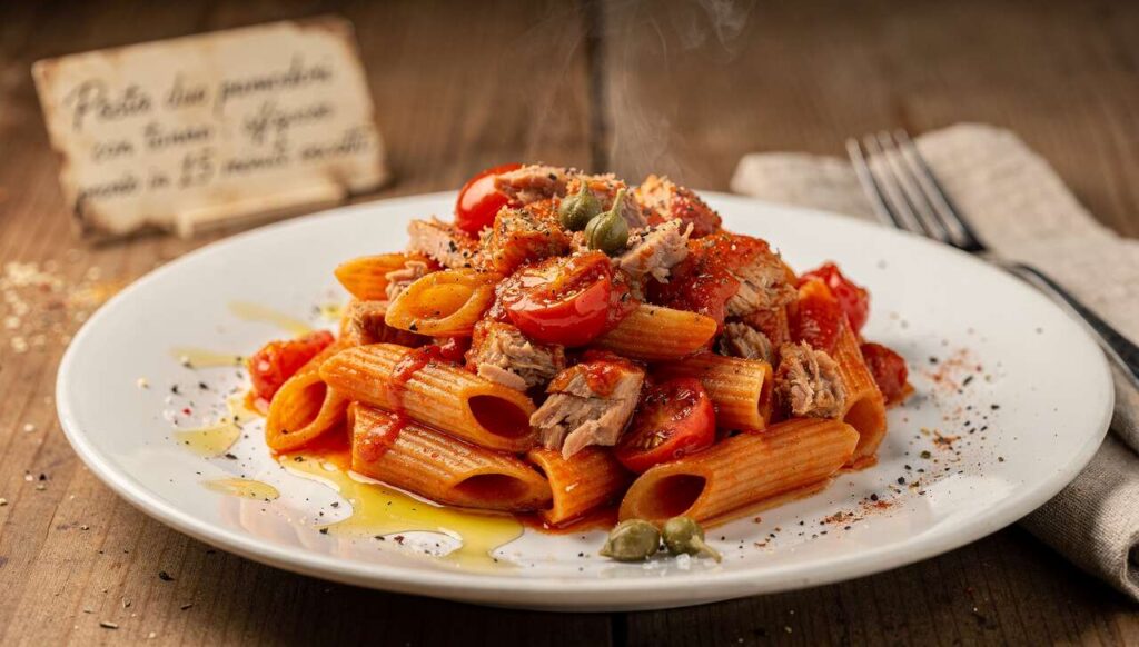 Pasta due pomodori con tonno: primo sfizioso pronto in 15 minuti esatti