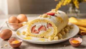 Rotolo Mimosa ripieno: panna e fragole per la festa della donna 2026